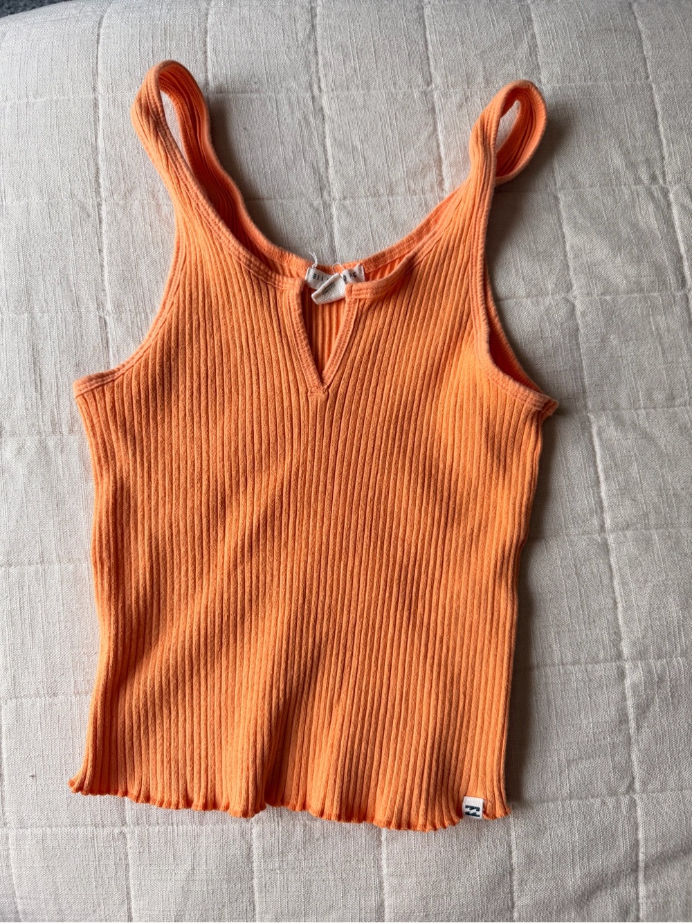 Billabong Orange Ribbed V-Notch Tank